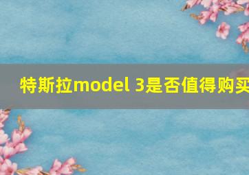 特斯拉model 3是否值得购买